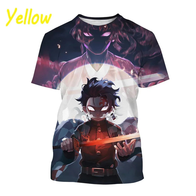 Nueva camiseta  de moda Kamado Tanjirou Anime Demon Slayer impresión 3D Casual cuello redondo manga corta